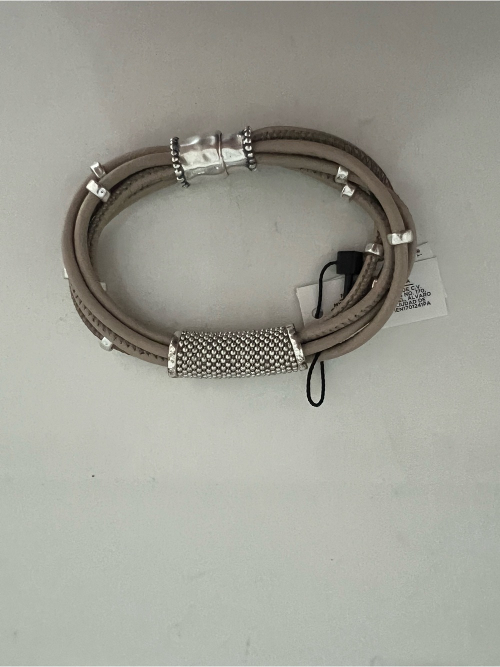 White House black market Beige Leather Multi-Strand Bracelet magnetic